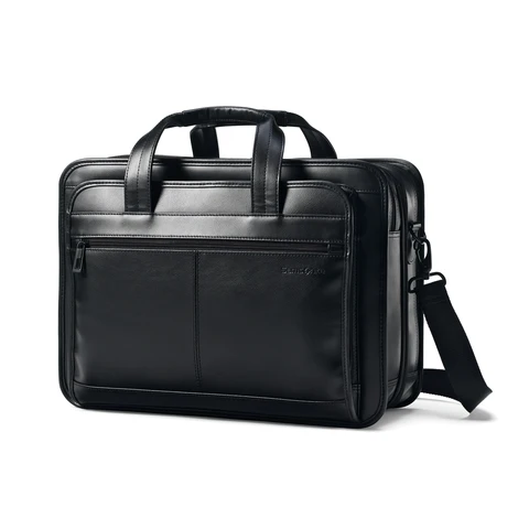Samsonite Leather Expandable Laptop Briefcase, Black (43118-1041