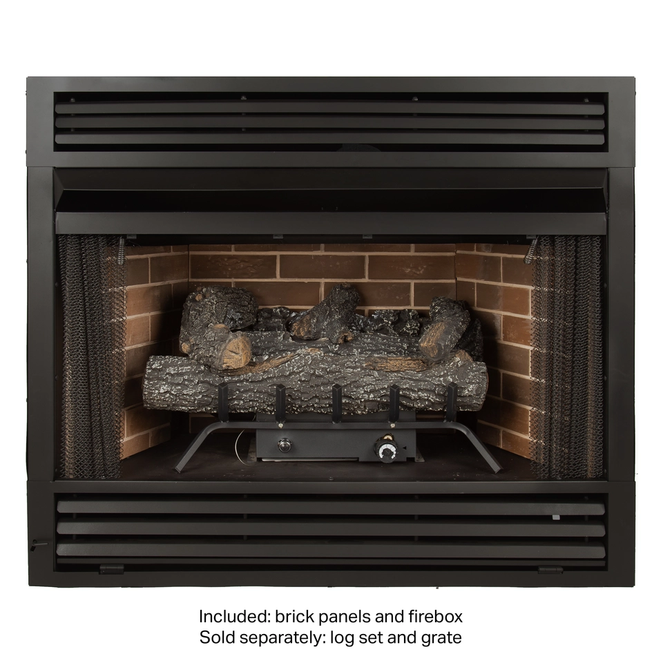 Pleasant Hearth 46.5-in W-BTU Black Vent-free-Burner Gas Fireplace