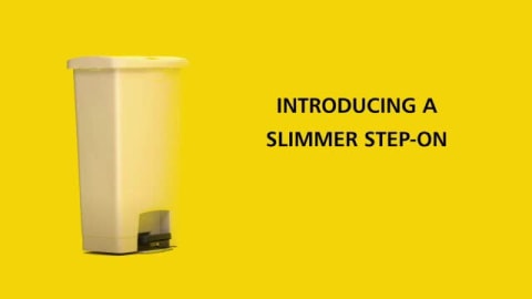 thumbnail video image 2 of Slim Jim 18-Gallon Front Step Style Resin Step-On Container - Beige, 2 of 19