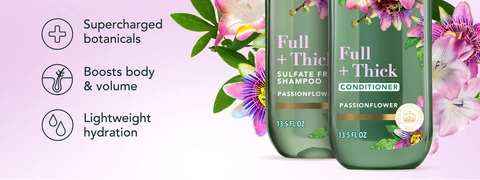 Supercharged botanicals, boosts body and volume, lightweight hydration