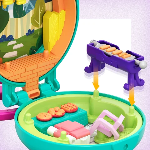 Polly Pocket Pollyville BBQ Compact - Tiny World Adventure With Micro Doll & Accessories, Perfect For On-the-Go Play! - View #3