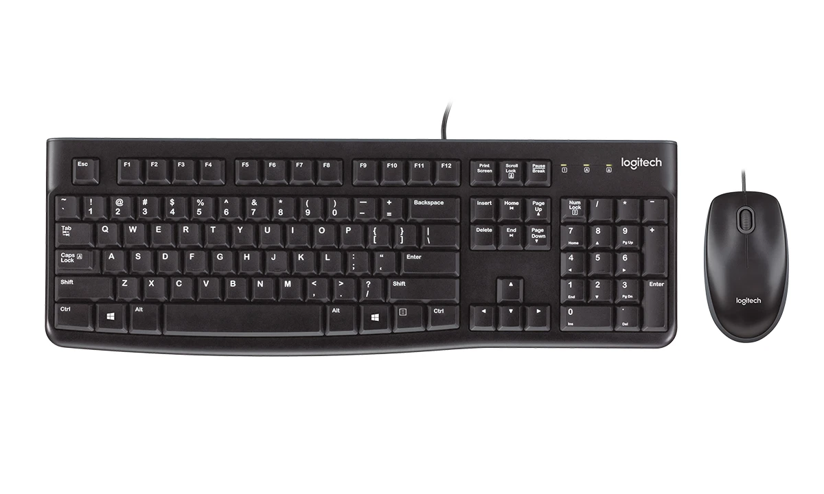 Logitech MK120 Optical Wired Keyboard and Mouse Combo, Black (920
