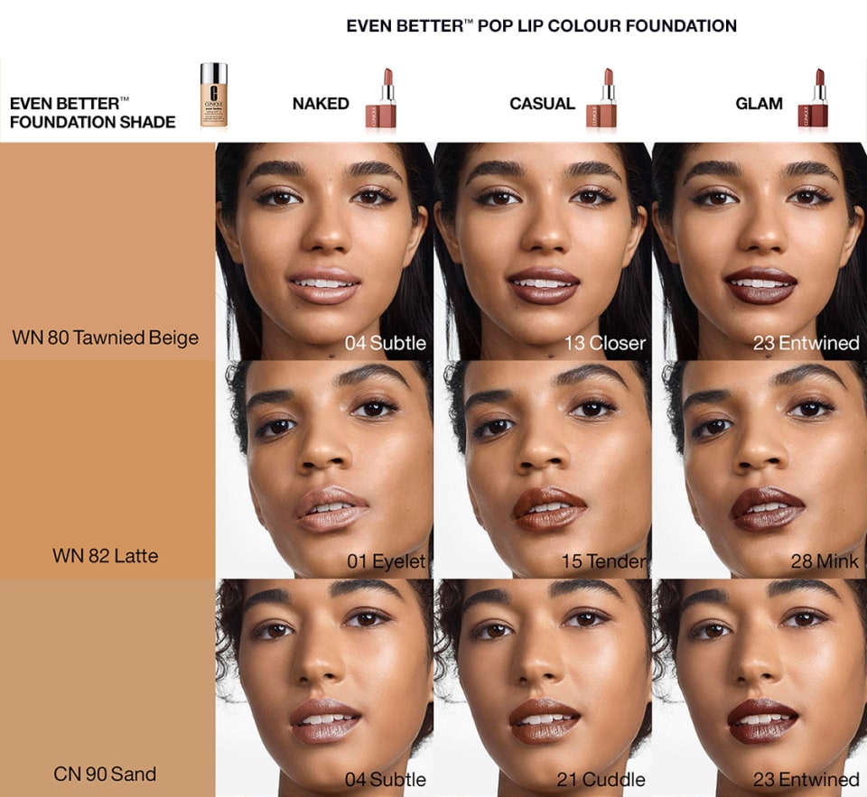 clinique even better pop lip colour foundation swatches