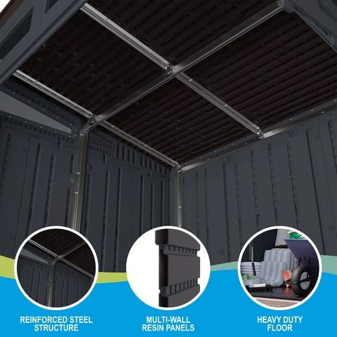 Reinforced Steel Structure. Multi-Wall Resin Panels. Heavy Duty Floor. 