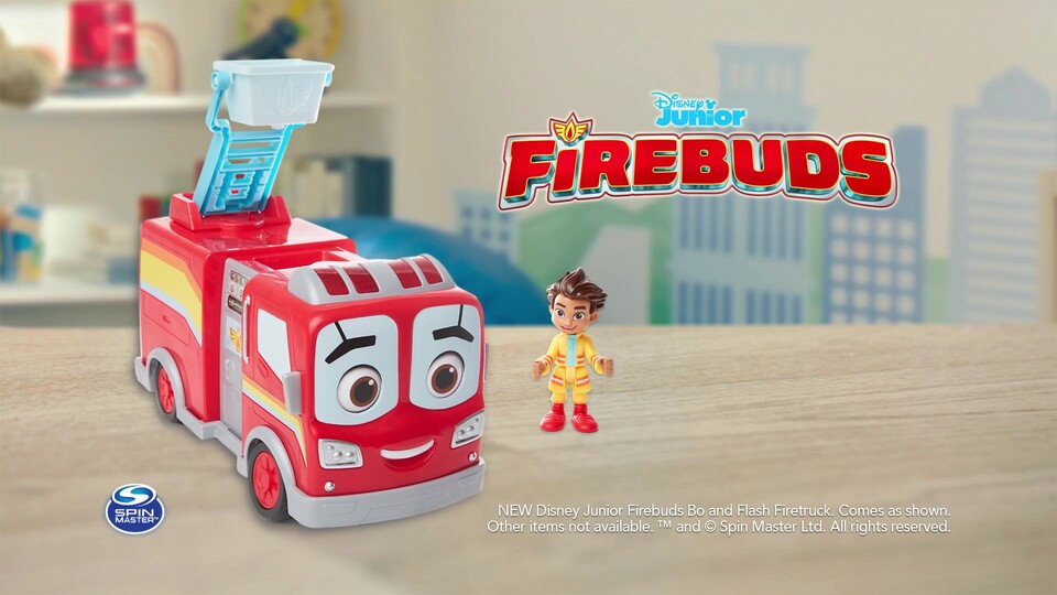 Disney Junior Firebuds, Bo and Flash, Action Figure and Fire Truck Vehicle