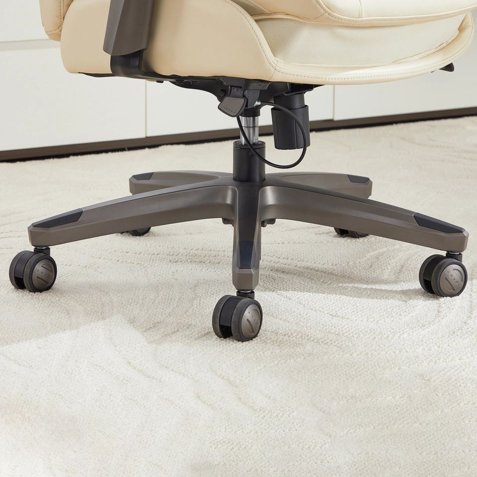 La-Z-Boy Caelan Ergonomic Faux Leather Swivel Task Chair, Cream