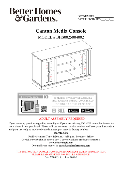 Better Homes & Gardens Canton Media Console, Fits most 70