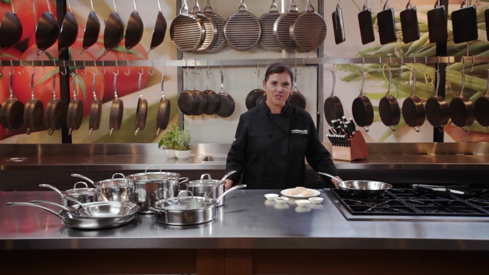 thumbnail video image 2 of Calphalon Triply Stainless Steel 8-Inch Omelette Fry Pan, 2 of 3