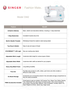 Singer 3342 Fashion Mate Sewing Machine