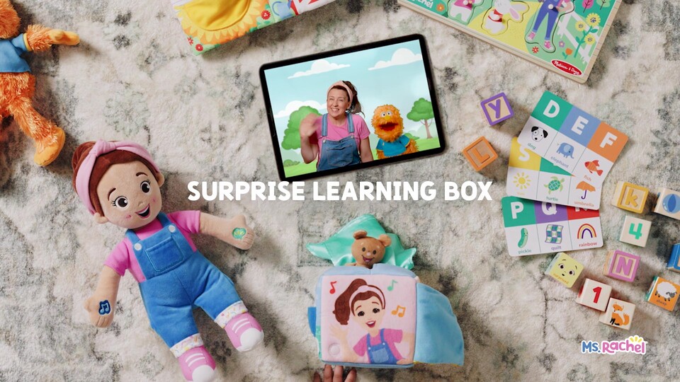 thumbnail video image 2 of Ms. Rachel Official Surprise Plush Learning Box for Ages 0-2+, 2 of 12