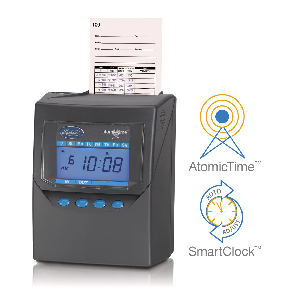 7500E Totalizing Time Recorder, LCD Display, Charcoal