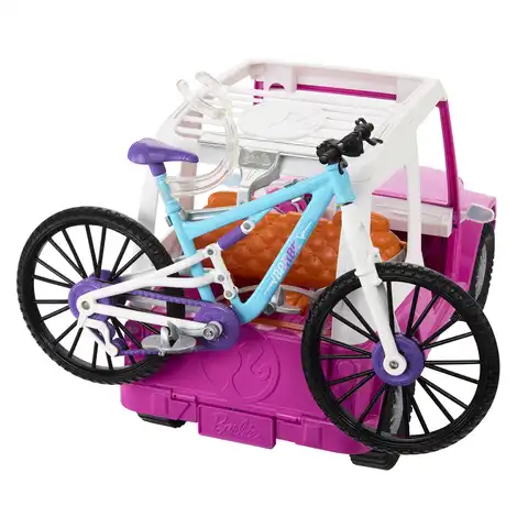 Barbie Doll, Mountain Bike, Barbie Car Bundle with Pink Jeep