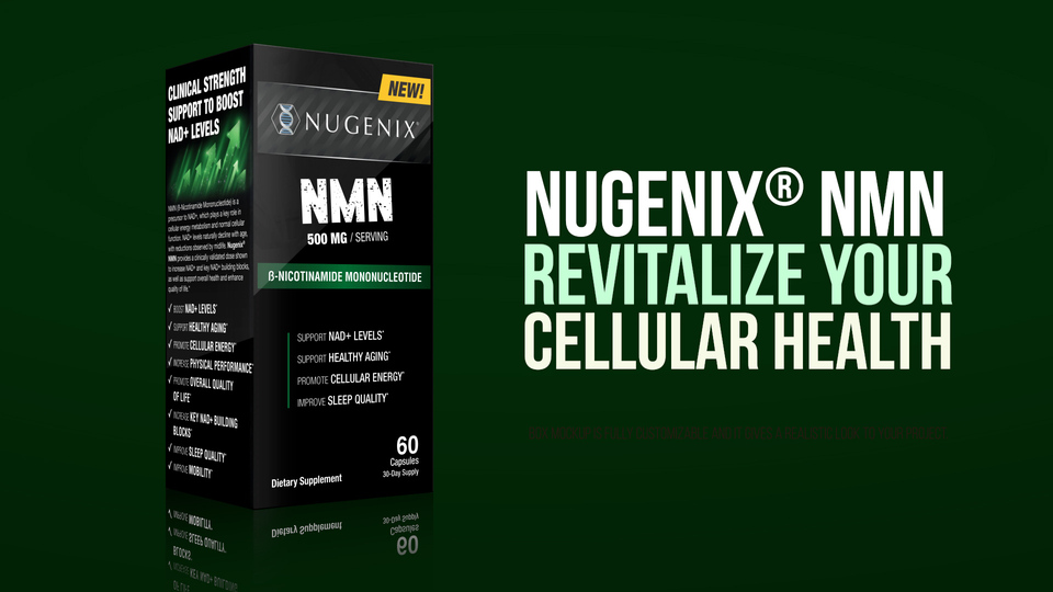 thumbnail video image 2 of Nugenix NMN 500mg – B-Nicotinamide Mononucleotide Supplement, Boosts NAD+ Levels, Cellular Energy, Healthy Aging, Sleep Quality & Physical Performance – 60 Capsules, 2 of 6