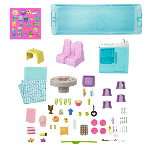 Barbie DreamCamper Vehicle Playset with 60 Accessories Including Pool and 30-inc outlets