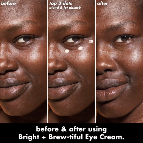Bright + Brew-tiful Eye Cream on model B + A image