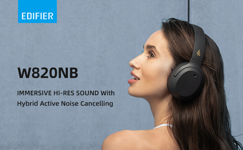 Edifier W820NB Plus Hybrid Active Noise Cancelling Headphones - LDAC Codec  - Hi-Res Audio Wireless & Wired - Fast Charge - 49H Playtime - Over Ear