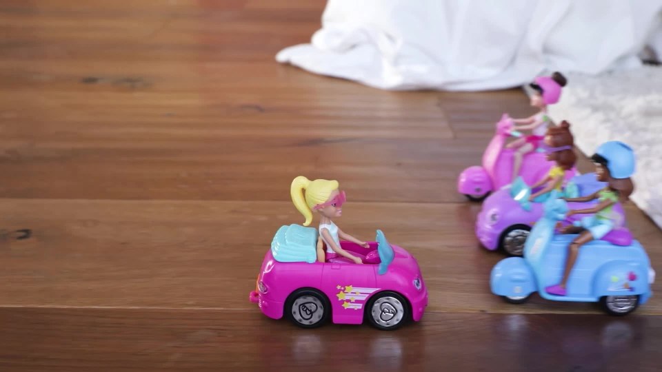 thumbnail video image 2 of Barbie On the Go Pink Car and Doll, 2 of 6