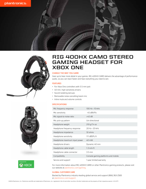 plantronics rig 400hx stereo gaming headset