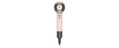 Dyson supersonic nural hair dryer in ceramic pink and rose gold on white background