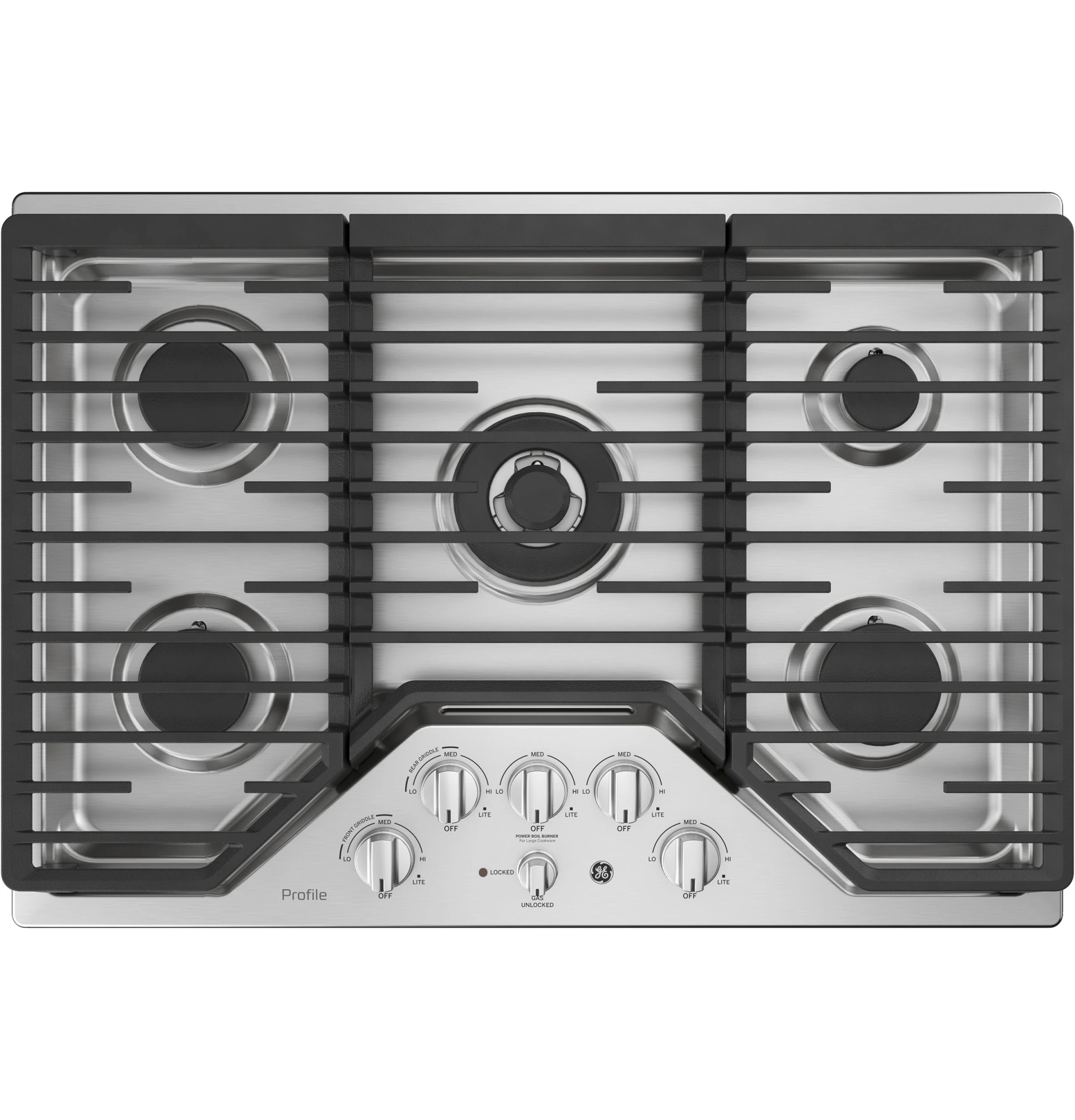 GE Profile PGP9036SLSS GE Profile 36 Built In Tri Ring Gas Cooktop with 5 Burners and Included Extra Large Integrated Griddle PGP9036SLSS Rosner s Appliance West Palm Beach FL
