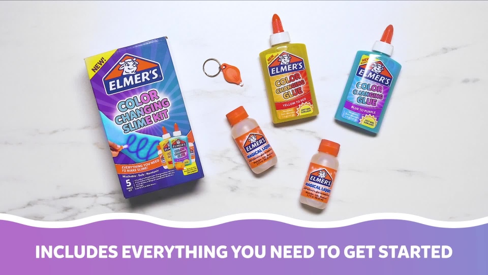 Elmer's Color Changing Slime Kit: Slime Supplies Include Elmer's Color  Changing Glue, Magical Liquid Slime Activator, UV Light, 5 Piece Kit 
