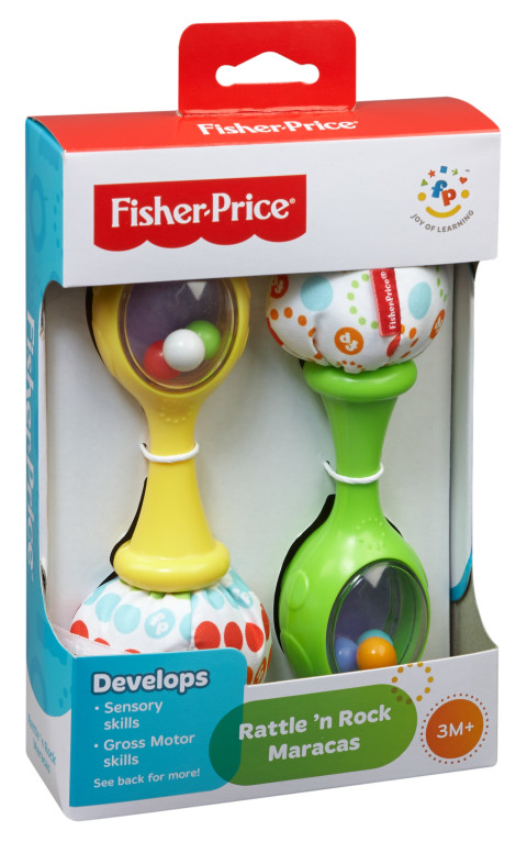 Fisher Price Rattle N Rock Maracas Toy Green Orange Ages 3M+ NEW