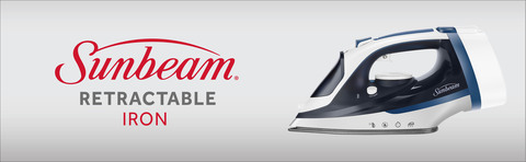 Sunbeam Professional 1700W Digital Steam Iron, Multi-Color LCD Display  Screen, Retractable Cord, Black and Red Finish 