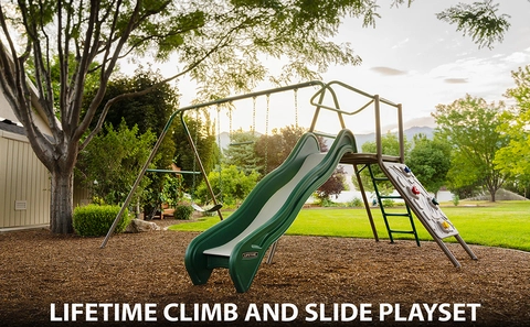 Lifetime, Kid's Outdoor Climb & Slide Swing Set, 91142, Belt