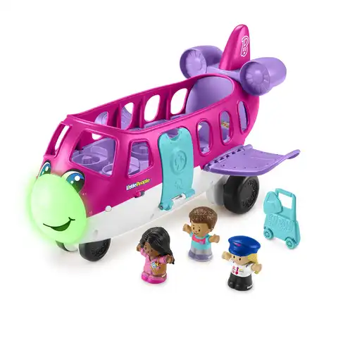 Little People Barbie Toy Airplane with Lights Music and 3 Figures Little Dream Plane Toddler Toys Multi Language Version