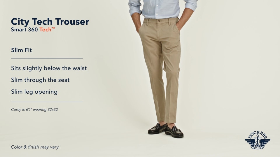 thumbnail video image 2 of Dockers Men's Slim Fit Smart 360 Tech City Tech Trouser Pants, 2 of 7