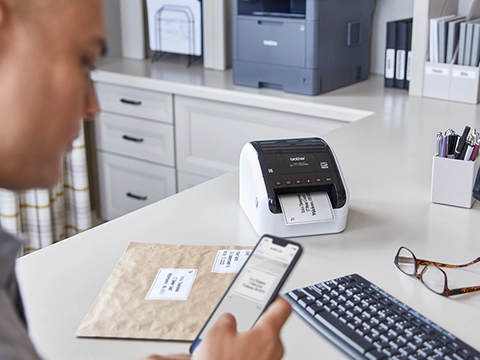 Brother Professional Wide Format Label Printer, Glossy Black/White