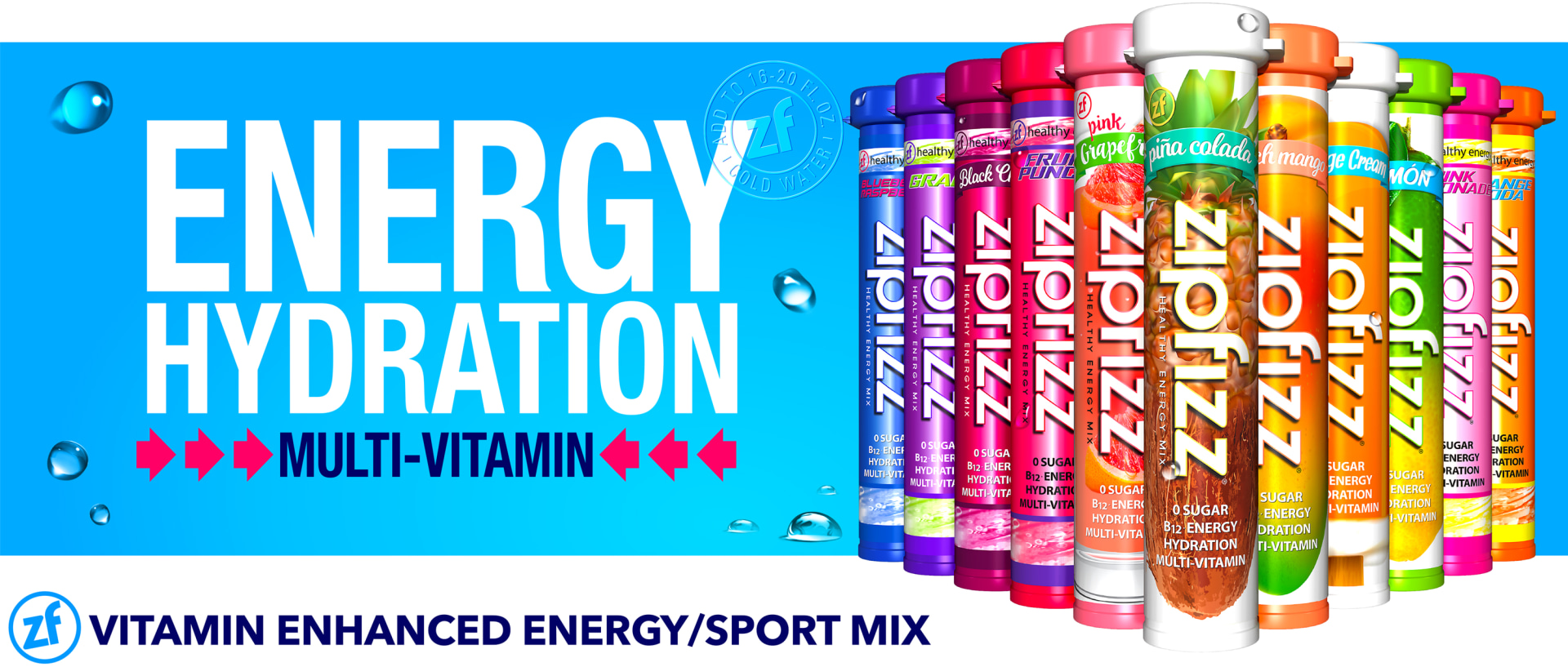 Zipfizz Multi Vitamin Energy Hydration Drink Mix 30 Tubes Choose