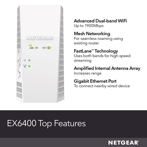 NETGEAR - EX6400 AC1900 WiFi Mesh Wall Plug Range Extender and Signal  Booster 