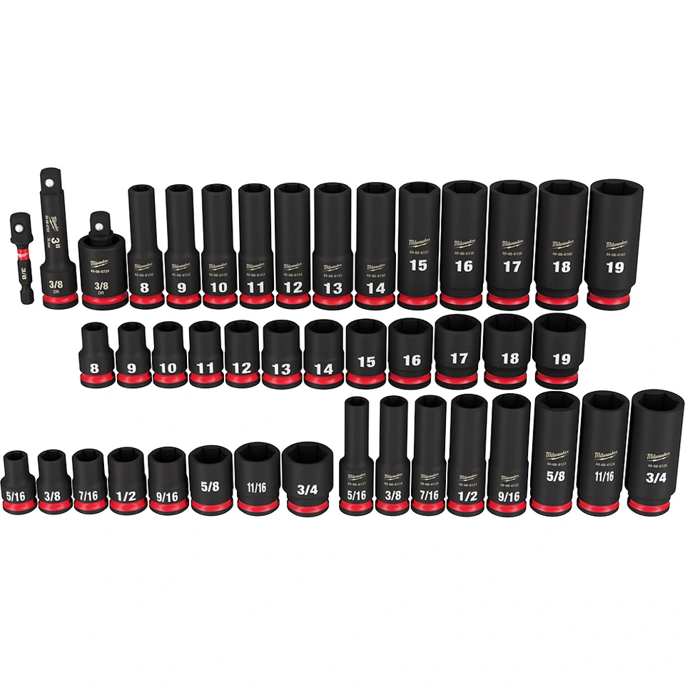 Milwaukee 3/8inch Drive SAE & Metric Deep 6 Point 43pc 49-66-7009 