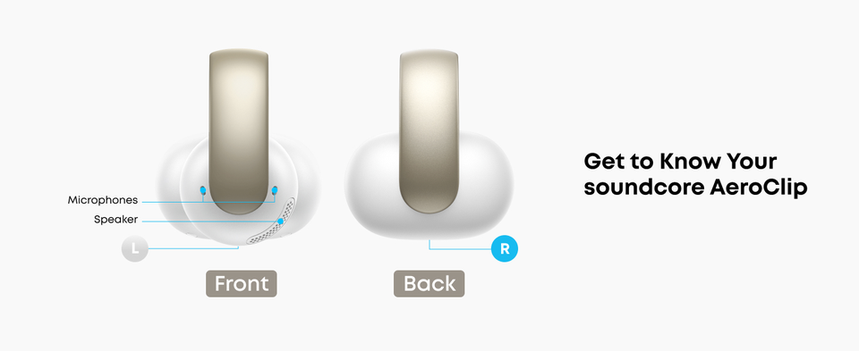 Soundcore AeroClip Wireless Open-Ear Earbuds in Mist - A3388Z21