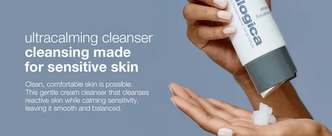 Gentle cream cleanser being applied for sensitive skin comfort and calming effect