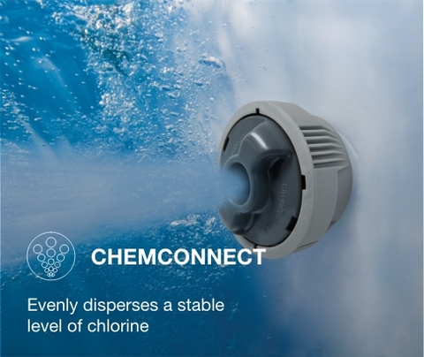 ChemConnect dispenser evenly disperses a stable level of chlorine