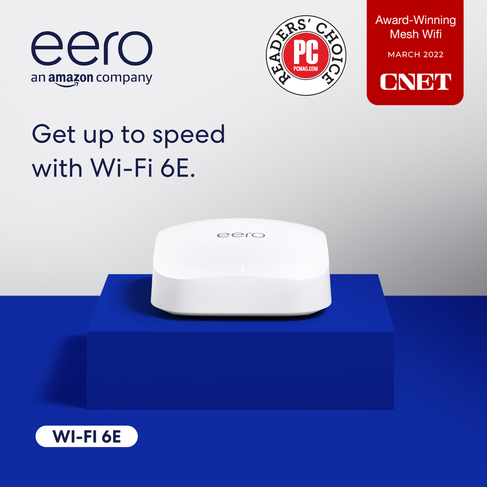 eero Pro 6E Tri band Mesh Wi Fi 6E System (1 pack) White S010111
