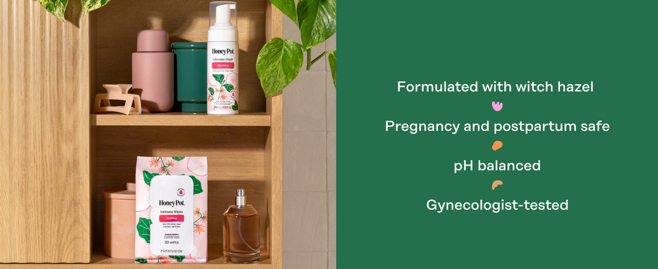 For temporary relief of irritation + burning With 50% witch hazel Maximum strength OB/GYN tested Hemorrhoidal + Vaginal Care