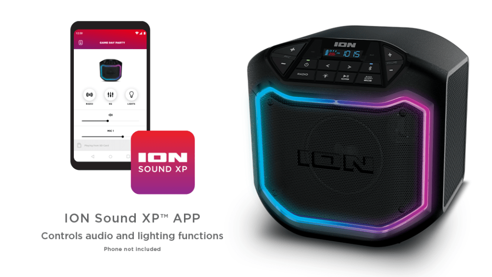 thumbnail video image 6 of ION Audio Game Day Party Portable Bluetooth Speaker with LED Lighting, Black, iPA127, 6 of 6