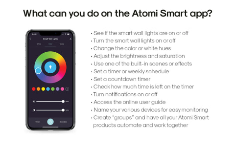What can you do on the Atomi Smart app?