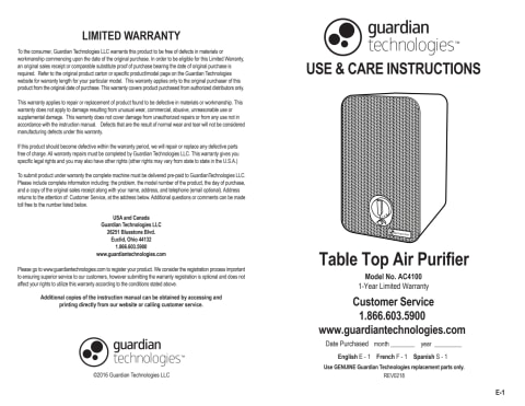 Germguardian Air Purifier with True HEPA Filter, UV-C Light Kills Germs