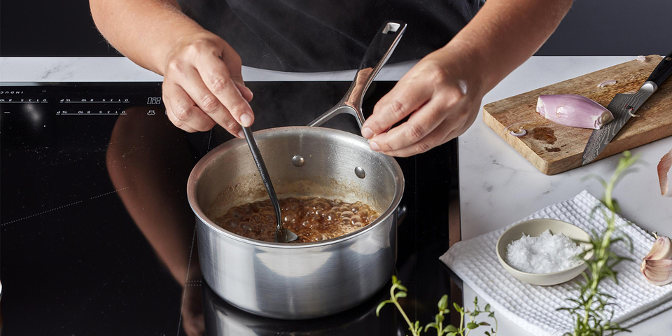 thumbnail video image 2 of Demeyere Essential 8-Inch 5-Ply Stainless Steel Fry Pan, Dishwasher Safe, 2 of 9