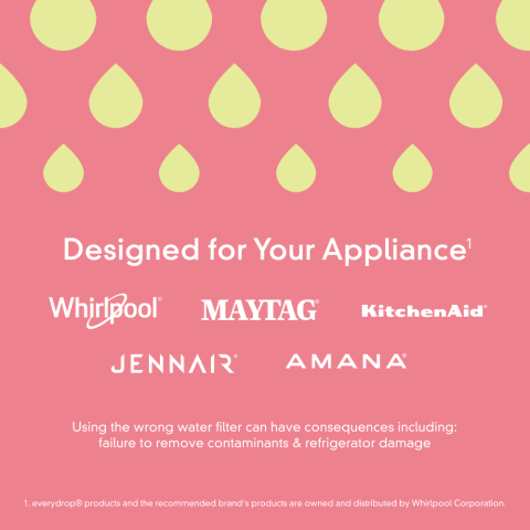 everydrop® is the only filter approved for Whirlpool, Maytag, KitchenAid, Amana, and JennAir brands