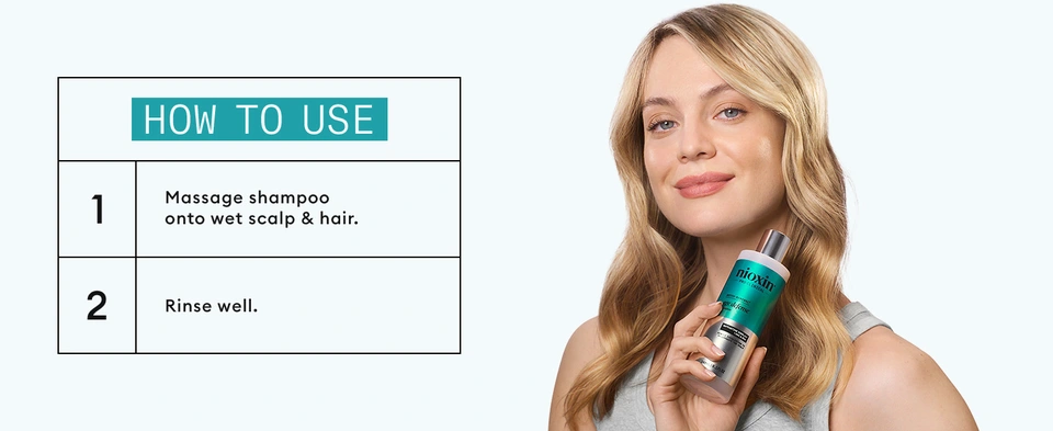 Massage shampoo on scalp and rinse well