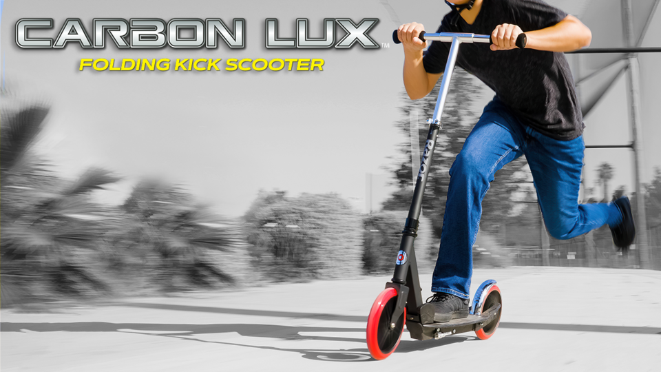 Razor Carbon Lux Kick Scooter - Red/Black, Spoked Large Wheels