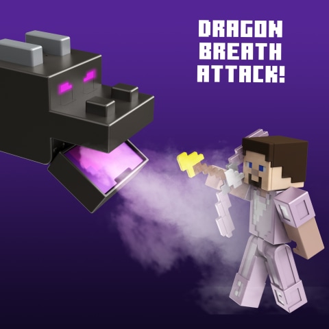 Mattel Minecraft Ultimate Ender Dragon Figure, 20-in Mist-Breathing  Creature, Plus 3.25-in Color-Change Steve Figure, Weapon, Amor and Battle