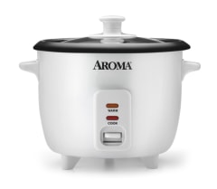 Aroma® 6 Cup Non-Stick Rice & Grain Cooker, White 