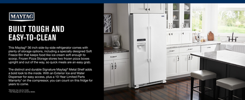 Maytag - MSS25C4MGW - 36-Inch Wide Side-by-Side Refrigerator with