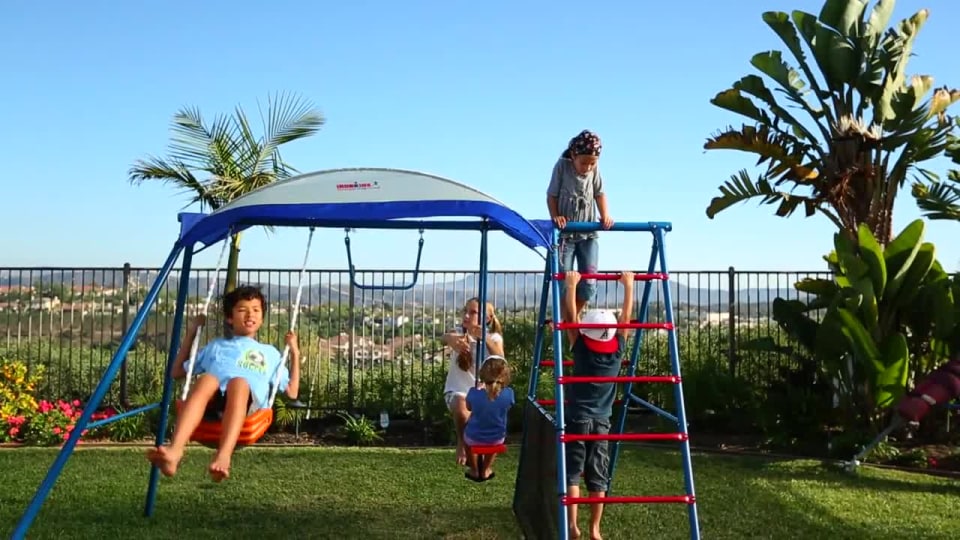 IRONKIDS Inspiration 100 Metal Swing Set with Ladder Climber and UV Protective Sunshade - image 2 of 9